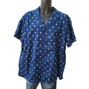 Pride Adult Camp Shirt Men Sz XXL Navy Button Up All Over Print‎